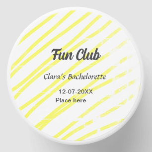 Fun Club bachelorette party yellow lines backgroun Mini Candle Favors