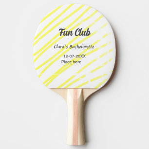 Fun Club bachelorette party yellow lines backgroun Ping Pong Paddle