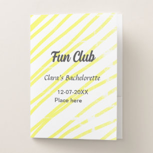 Fun Club bachelorette party yellow lines backgroun Pocket Folder