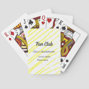 Fun Club bachelorette party yellow lines backgroun Poker Cards