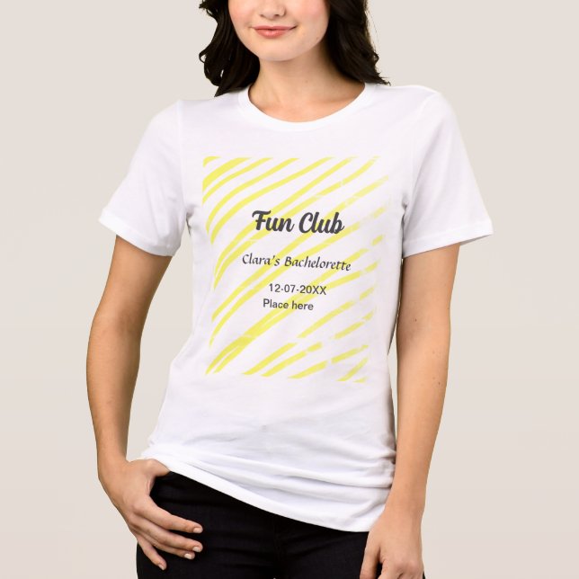Fun Club bachelorette party yellow lines backgroun Tri-Blend Shirt (Front)
