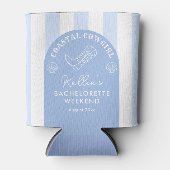 Fun Coastal Cowgirl Bachelorette Party Favor Can Cooler (Front)