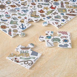 Fun Coastal Summer Beach Illustrations Jigsaw Puzzle