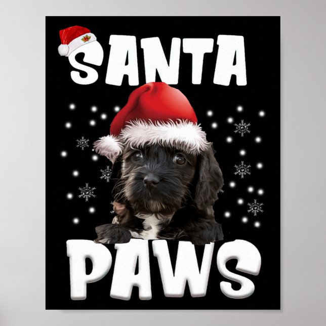 Fun Cockapoo Christmas Lights Tree Dog Lover Xmas  Poster (Front)