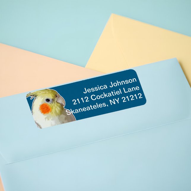 Fun Cockatiel Pop Art Blue Pet Bird Lovers Casual Label (Add fun to your mail with customizable Cockatiel pop art return address labels for bird lovers!)