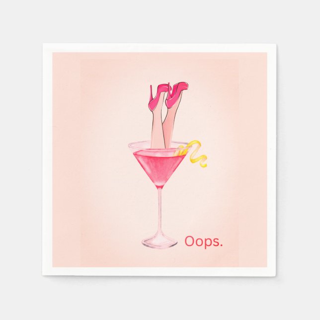 Fun Cocktail Humor, Unique Pink Bachelorette Party Napkins (Front)