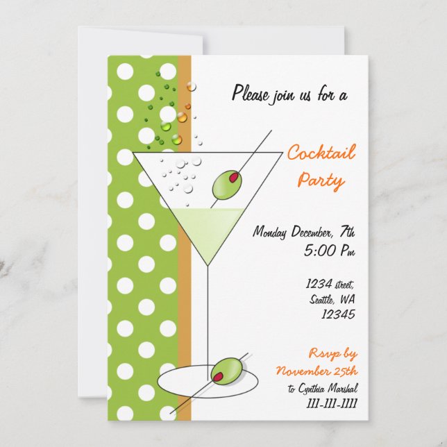 fun Cocktail party Invitation (Front)