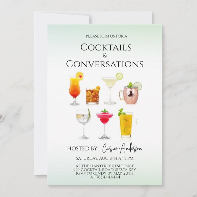 Fun Cocktails and Conversation Party Invitation (Front)