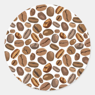 Fun Coffee Bean Design Classic Round Sticker