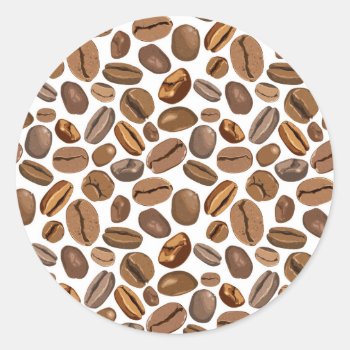 Fun Coffee Bean Design Classic Round Sticker by GroovyFinds at Zazzle