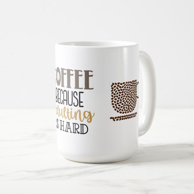 Fun Coffee Bean Typography Adult  Mug (Front Right)