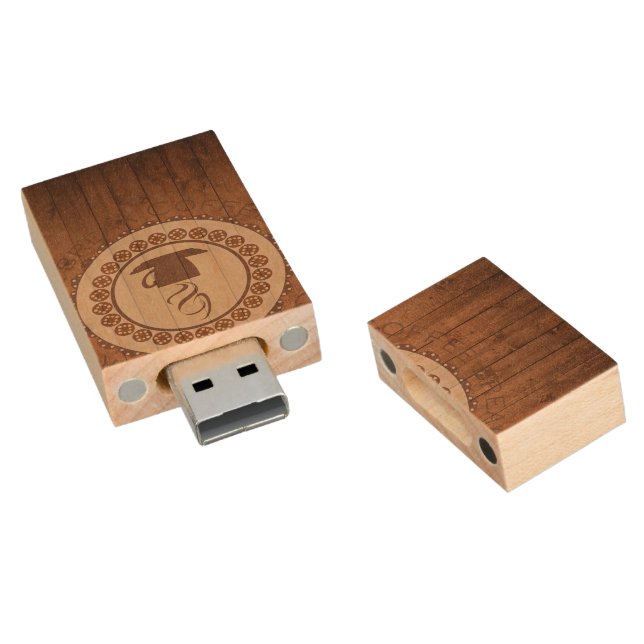 Fun coffee lovers wood USB Drive (Angled)