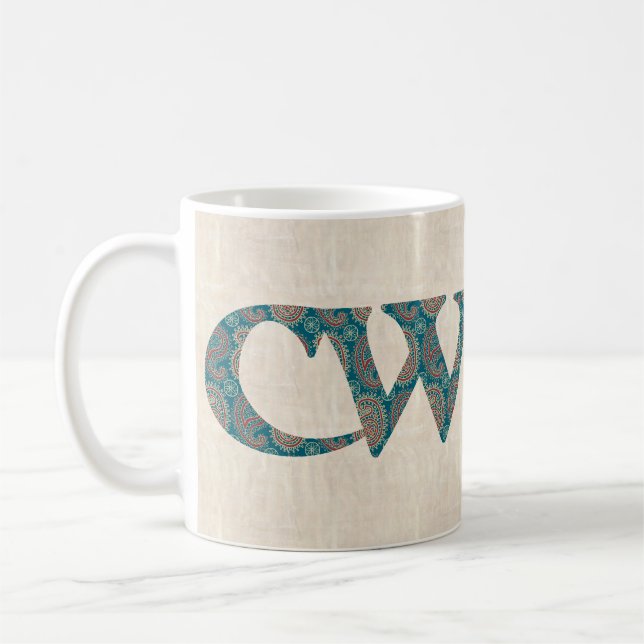 Fun Coffee Mug, Welsh Paisley Cwtch Slogan, Coffee Mug (Left)