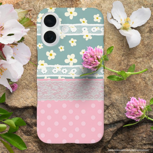 Fun collage colorful mixed pattern Girly Blossom Iphone Case (Creator Uploaded)