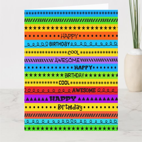 FUN COLOR BIG COOL AWESOME HAPPY BIRTHDAY GREETING CARD