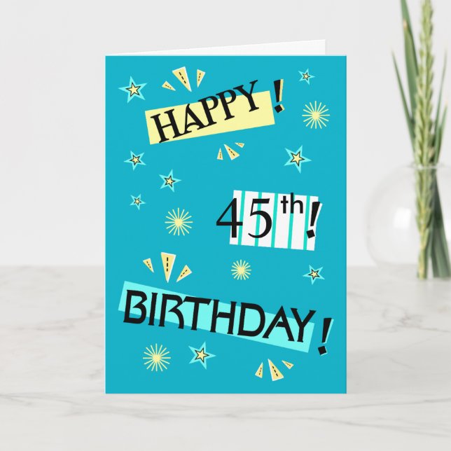 Fun Color Block 45th Birthday Greeting Card (Front)