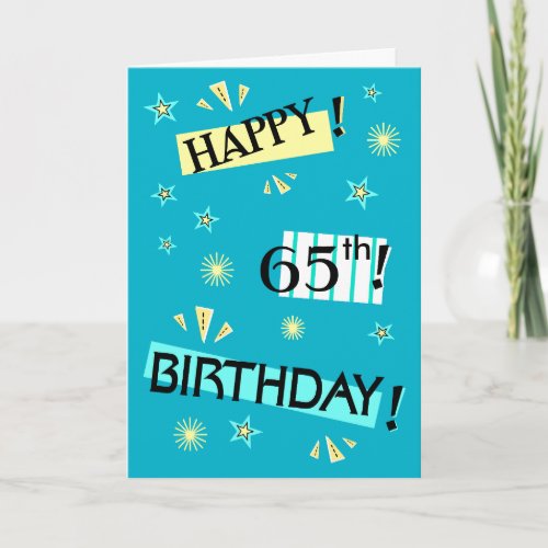 Fun Color Block 65th Birthday Greeting Card