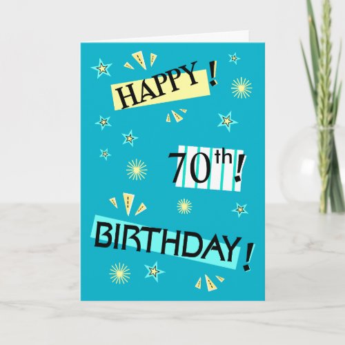 Fun Color Block 70th Birthday Greeting Card