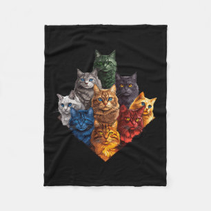 Fun Color Cats Art Outfit For Cat Mom Dad Lady Men Fleece Blanket