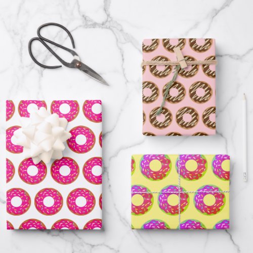 Fun colored donuts pattern Birthday party Wrapping Paper Sheets