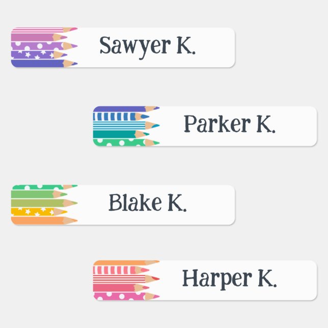 Fun Colored Pencils Add Your Name Labels (Group)