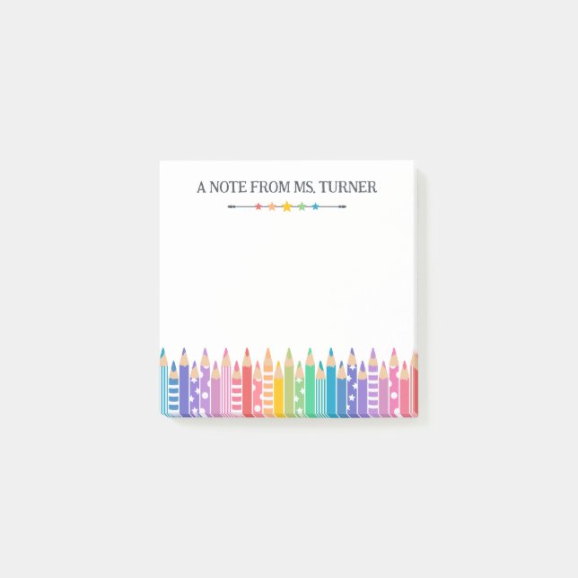 Fun Colored Pencils Note From School Teacher (Front)