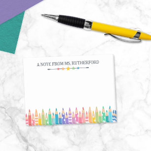 Fun Colored Pencils Note From School Teacher