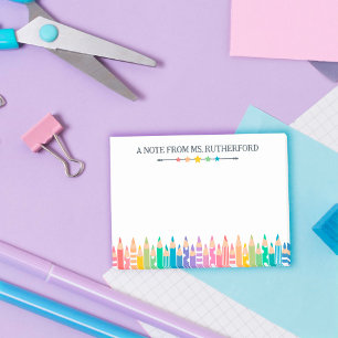 Fun Colored Pencils Note From School Teacher