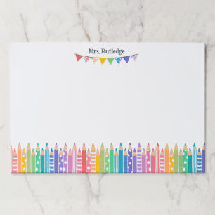 Fun Colored Pencils School Teacher Large Paper Pad