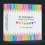 Fun Colored Pencils & Stars Teacher Curriculum 3 Ring Binder<br><div class="desc">Fun and colorful school teacher curriculum binder personalized with the teacher's name surrounded by colored pencils, some with patterns, in soft rainbow colors, and custom text on the spine and the cover. Kindergarten teacher's planner binder with pencils in soft shades of the rainbow, with some patterns like stripes, dots, and...</div>