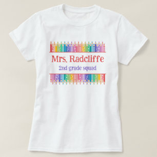Fun Colored Pencils Stars Teacher's Name T-Shirt
