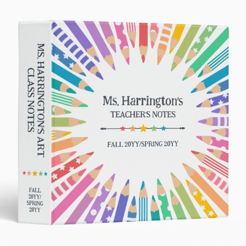 Fun Colored Pencils  Stars Teachers Notes 3 Ring Binder