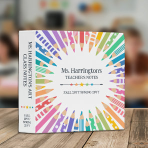 Fun Colored Pencils & Stars Teacher's Notes 3 Ring Binder