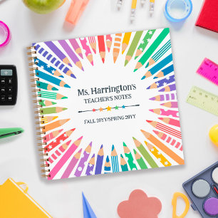 Fun Colored Pencils & Stars Teacher's Notes Notebook