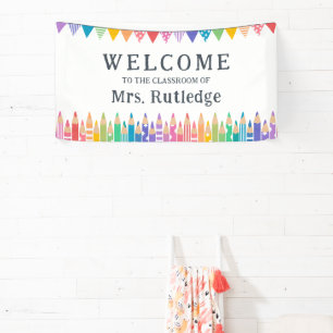 Fun Colored Pencils Welcome Teacher's Classroom Banner