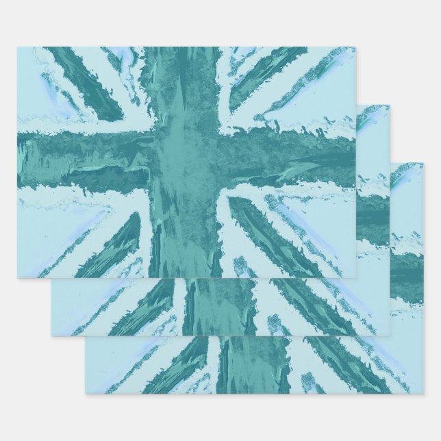 Fun Colored Union Jack by Heva Weva Craft / Gift Wrapping Paper Sheets (Set)