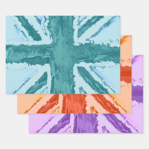 Fun Colored Union Jack by Heva Weva Craft  Gift Wrapping Paper Sheets