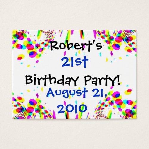 Fun Colorful 21st Party! Card Business Cards
