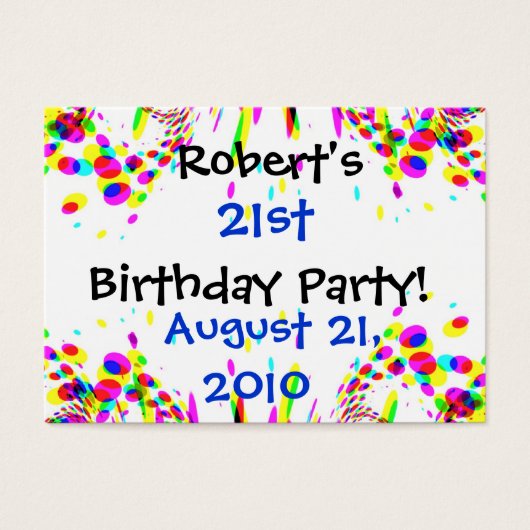 Fun Colorful 21st Party! Card (Front)
