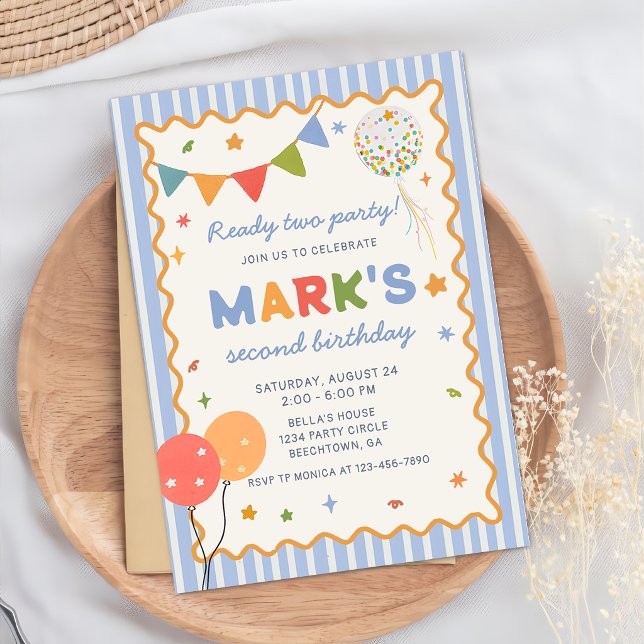 Fun Colorful 2nd Birthday Invitation (Creator Uploaded)
