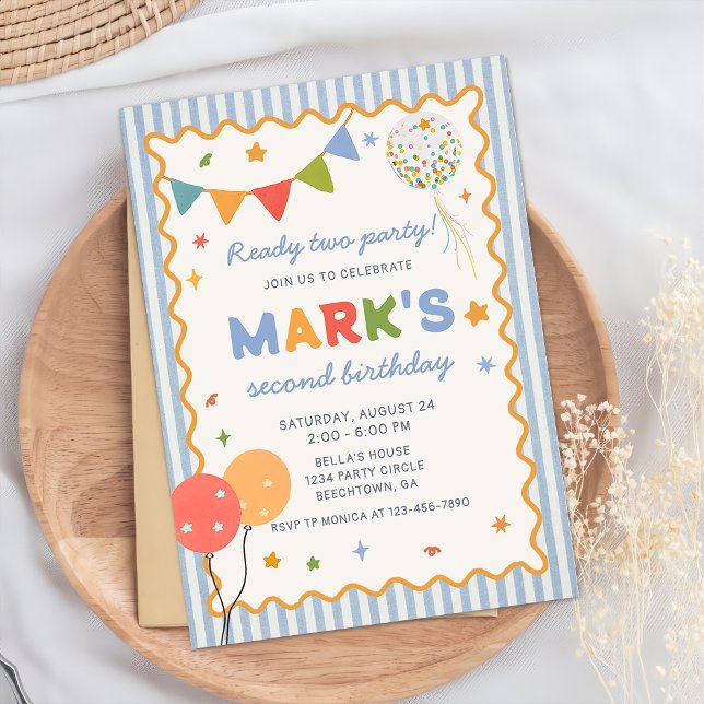 Fun Colorful 2nd Birthday Invitation (Creator Uploaded)