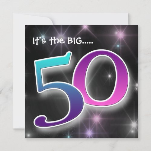 Fun &amp; Colourful 50th Birthday Party Invitation