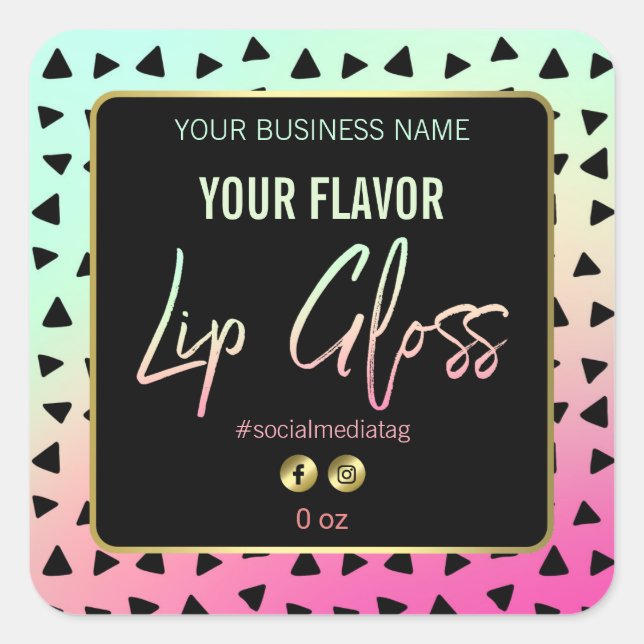 Fun Colorful 80"s Retro Lip Gloss Labels (Front)