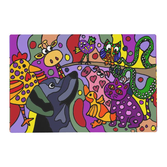 Fun Colorful Abstract Animals Placemat (Back)