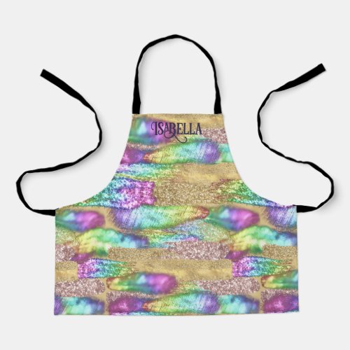 Fun Colorful Abstract Artsy Faux Glitter Artist Apron