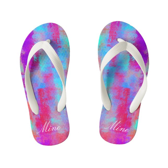 Fun Colorful Abstract Dots Flip Flops Sandals (Footbed)