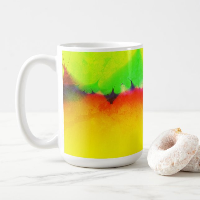 Fun Colorful Abstract Fractal Art Coffee Mug (With Donut)