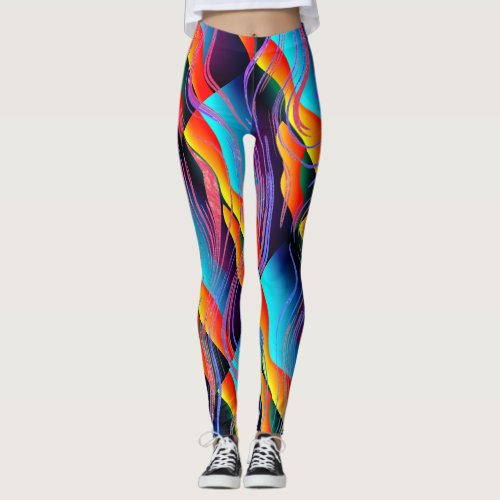 FUN Colorful Abstract Spilled Paint Style Design Leggings