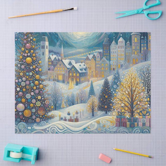 Fun Colorful Abstract Winter Wonderland Art Tissue Paper (Craft)