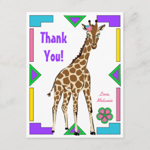 Fun Colorful African Design Girl Giraffe Note Card